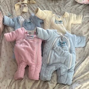 Baby Merlin Magic Sleepsuit Bundle in Pink, Blue, and Cream